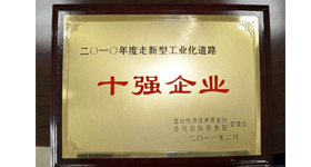 奥托尼克斯荣获“走新型工业化道路十强企业”称号
